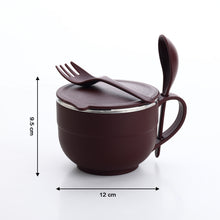8130 Noodles  Soup Bowl With Spoon And Fork Handle Spoon Holder Stainless Steel Bowl And Spoon Set Stainless Steel Storage